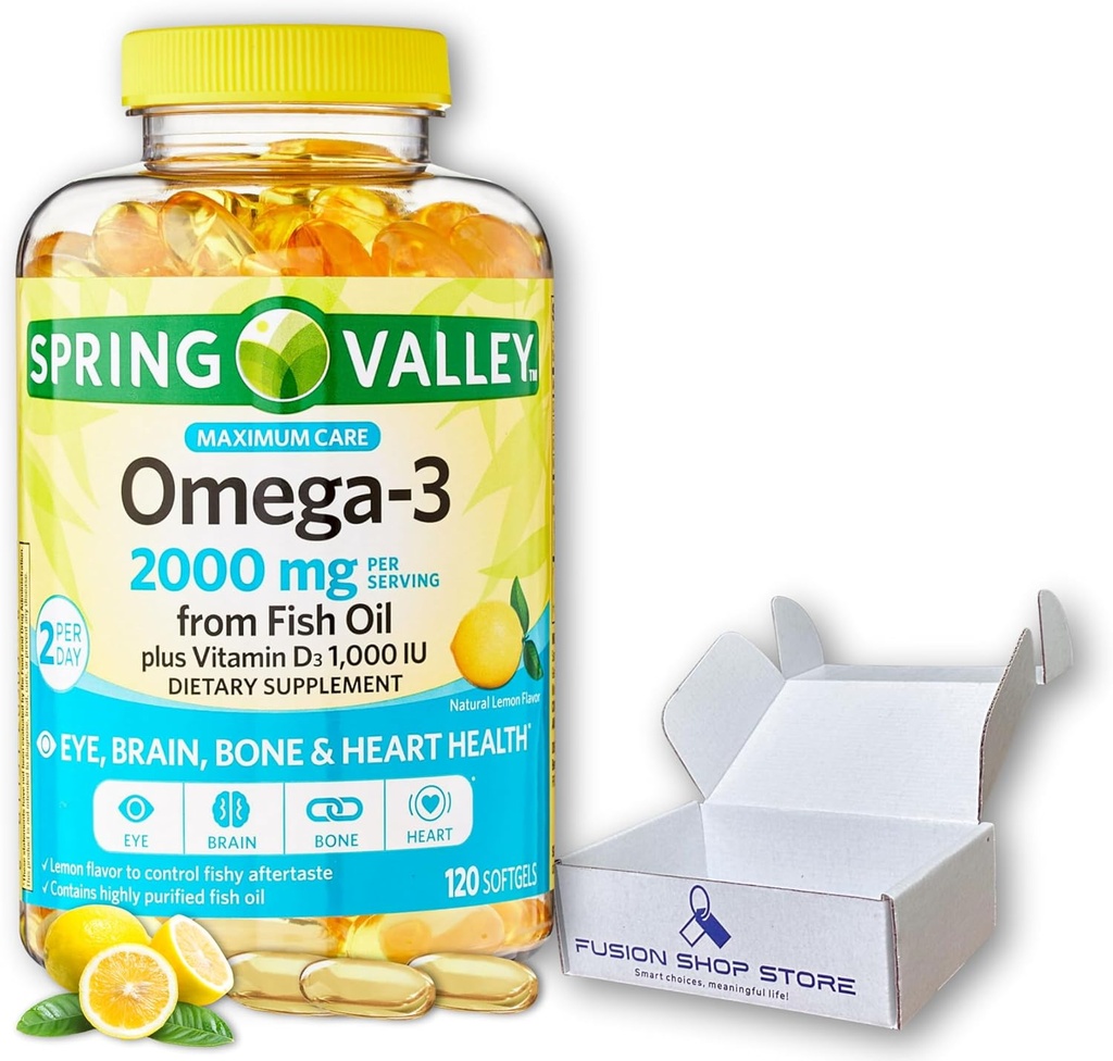 Omega 3,2000mg软胶-鱼油,120cm(一包),由Fusion商店商店装箱