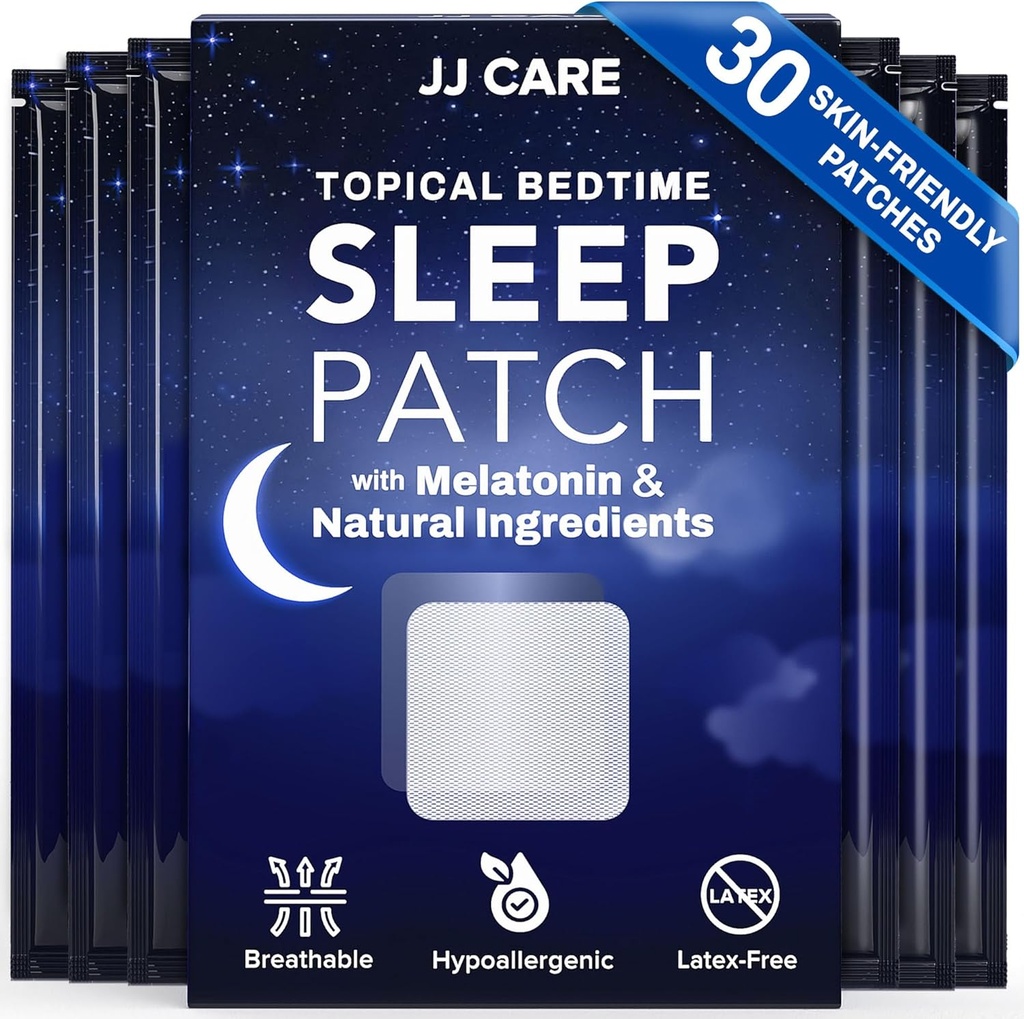 JJ CARE 睡眠补丁 30 PCS, 成人超强睡眠辅助剂, 自然和毒素无睡眠补丁, 日常使用的 Melatonin 补丁, 睡眠支持的 Melatonin 自然补丁