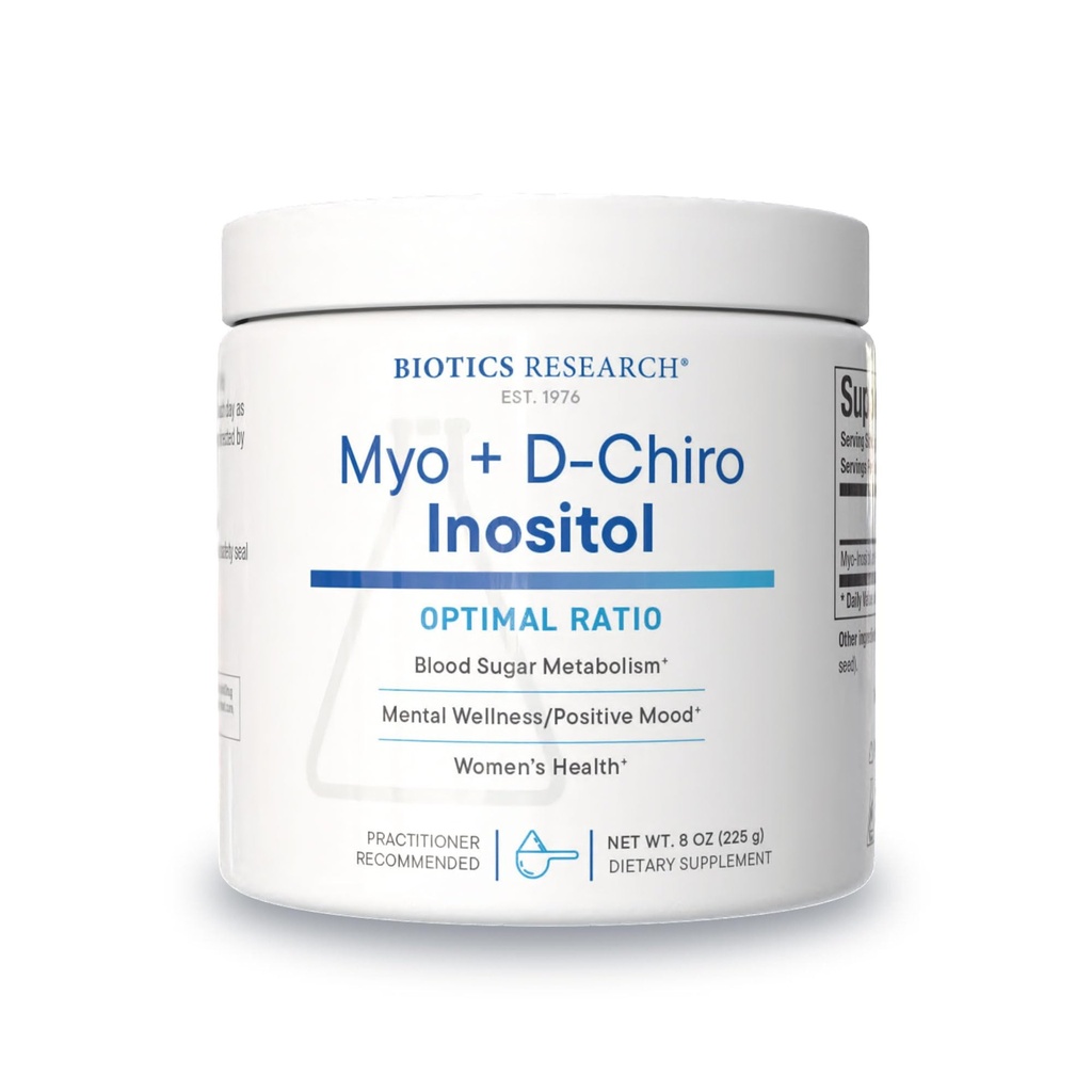 Biotics Research Balanced B8 Powder, Myo inositol and D Chiro inositol, 40:1 Ratio, Women’s Health, Neural Communication, Fat Metabolism, Vascular Health, Hair Growth 8 Ounces