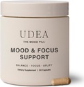 UDEA Wellness, Mood Pill + 适应性化的每日Mood支持 压力,认知功能,焦点和平衡能源 + 非GMO, Gluten Free & Vegan Mood 和压力补充 + 30 Capsules