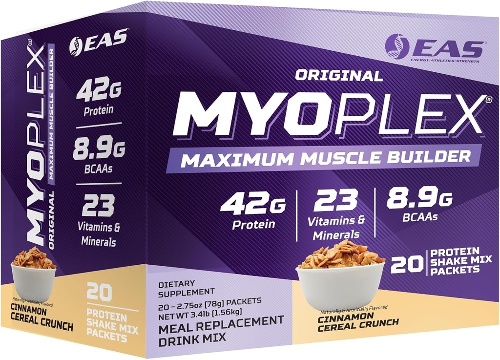EAS实验和应用科学 原型 Myoplex 最大肌肉构建器, Meal Content Protein drink Mix QQ质量蛋白混合物 QQ 42g 蛋白QQ 20个人包(肉桂蛋白)