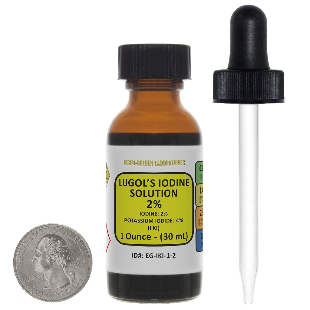 Lugol的碘 / 2% 溶液 / 1 Oz 在一个琥珀玻璃瓶/ 自由滴水器中