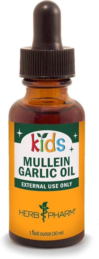 Herb Pharm Kids 认证组织-Immune复仇者公式, 1 Ounce 和 Mullein 大蒜油, 1 Fl Oz