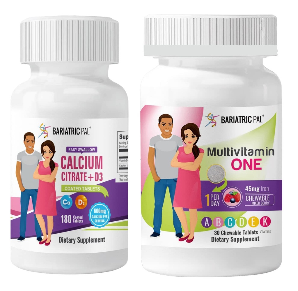BariatricPal 30天Bariatric Vitamin Bundle 多维特敏 每天1个! 用45mg的铁-混合莓和容易吞的钙