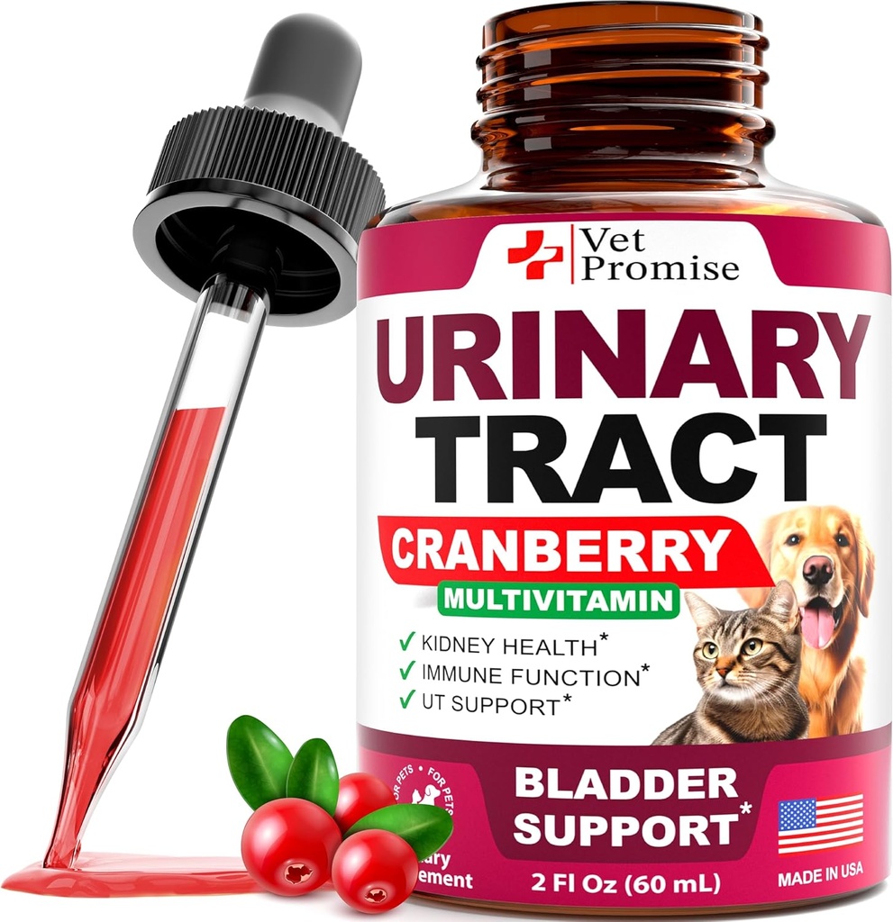 Cat & Dog UTI治疗 - 用Cranberry进行尿道切除感染治疗 - Dog & Cat UTI Medicine - 高级肾脏和乳汁支持 多维他命 - 肾脏健康补充维生素 - 美国制造
