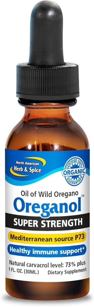 North American HERB & SPICE 超强 Oreganol - 1 f. oz. - 未加工,野生,有机 Oregano Oil - 地中海源P73 - 非GMO - 432 服务