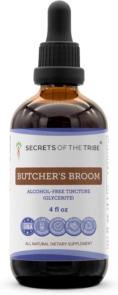 (原始内容存档于2018-03-21) (英语). Secrets of the Tribee Butcher's Broom Tincture - 无酒精液体提取, Butcher's Broom (Ruscus aculeatus) Dryed Root (4 FL OZ).