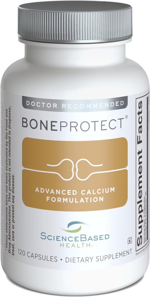 ScienceBased Health BoneProtect – Advanced Bone Health Supplement with Calcium Citrate, Vitamin D3, K2 (MK‑7), Magnesium and Antioxidants – Supports Bone Density, Heart and Colon Health – 120 Capsules