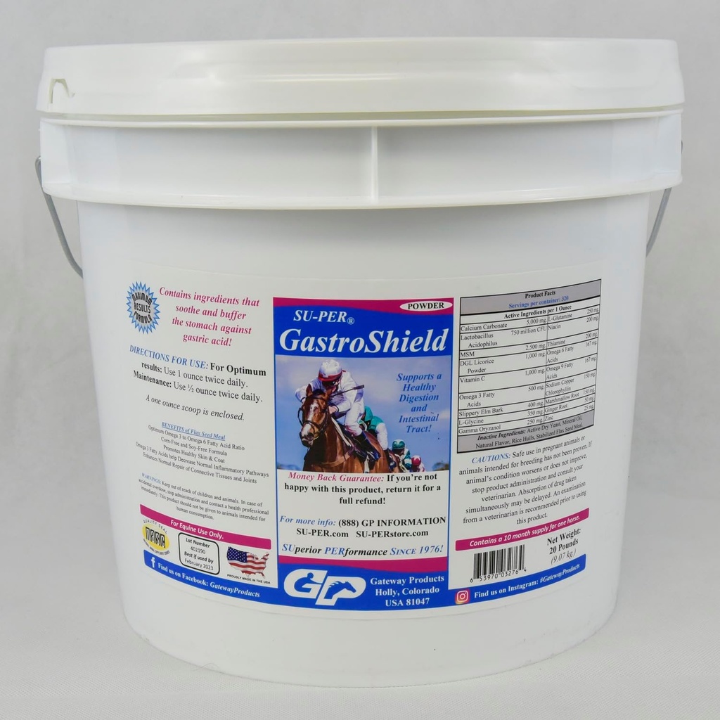 SU-PER GastroShield Equine Probiotics Powder - 马肉消化补充胃健康 - 支持健康消化和肠道切除 - 20英镑,10个月供应量