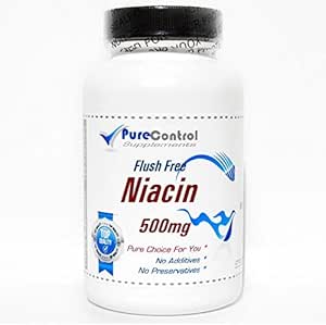 Flush Free Niacin 500 mg // 100 Capsules // 纯净 // 由纯控制补充