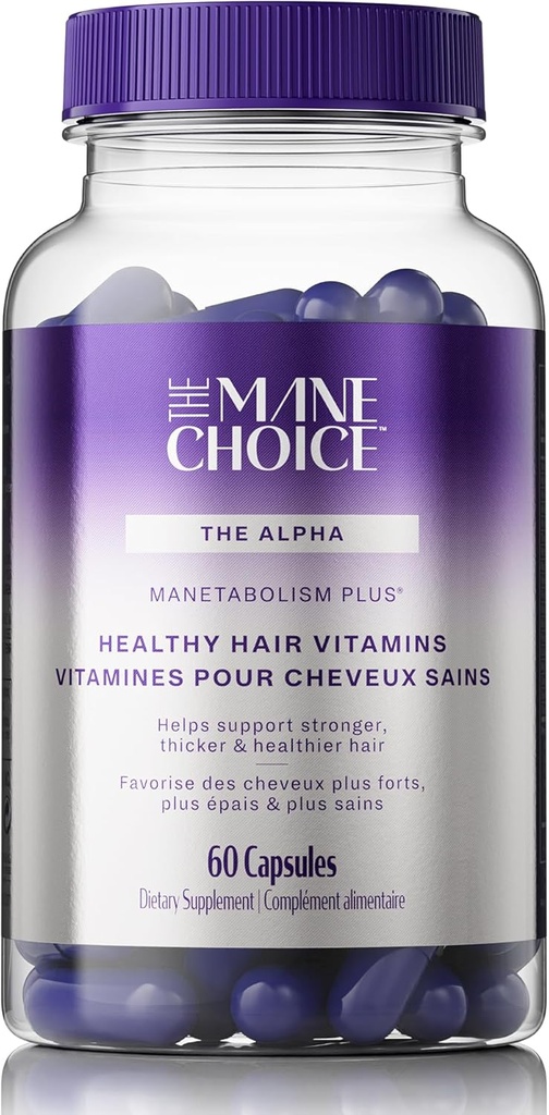 Mane Choice MANETABOLISM Plus 健康毛发生长维生素 - 长发,Thicker,健康毛发的补品 - 女性和男性的毛皮和钉子维生素(60卡普勒斯)