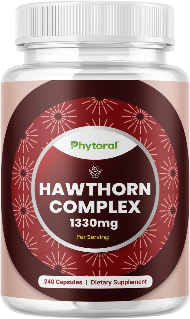 Hawthorn Berry Capsules - 纯抗氧化剂 Hawthorn Berry 配有 Leaf & Flower 摘录 4:1 健康心与文摘 - 男女能源支持 - 240 计数包