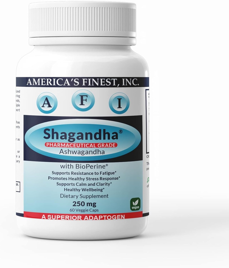 AFI Shagandha | Pure Ashwagandha 根提取 | Once Daily | Capsules 250 mg | BioPerine for obsession | Andrenal Fatigue, calmity and Clarity | 女性和男性