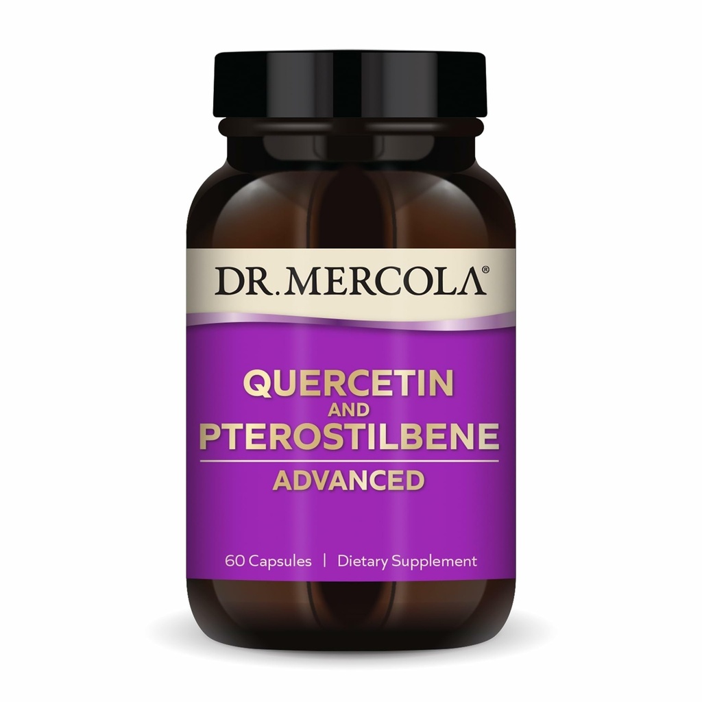 Mercola Quercetin & Pterostilbene博士 高级 - 支持呼吸和免疫健康 - 500 mg Quercetin - 高生物利用率公式 - 非GMO,无糖和无豆 - 60 capsules (30位服务)