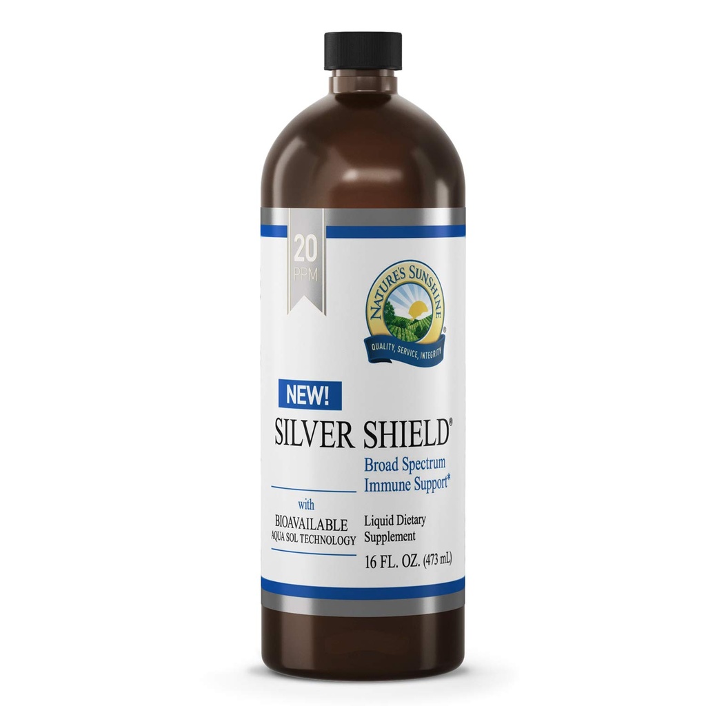 大自然的阳光银盾液体, 16 Fl Oz QQ 带有水溶液技术的 类聚银液体, 提供免疫支持和保护