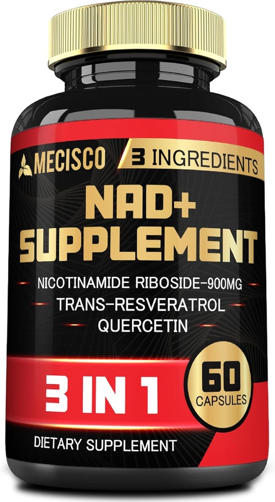 3in1 NAD+ 补编 1200Mg - Nicotinamide Riboside 与 Trans Resveratrol & Quercetin - 细胞活动、免疫、老化健康 - 60个30天的供应量