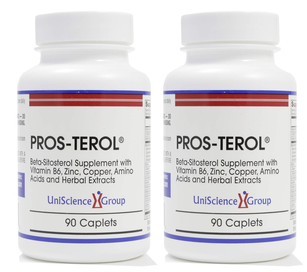 Pros-TEROL(2个瓶装),用900毫克的植物施特罗尔配南瓜种子, Stinging Nettle Root, Ginger Root, Licorice Root 提取 90 Caplets