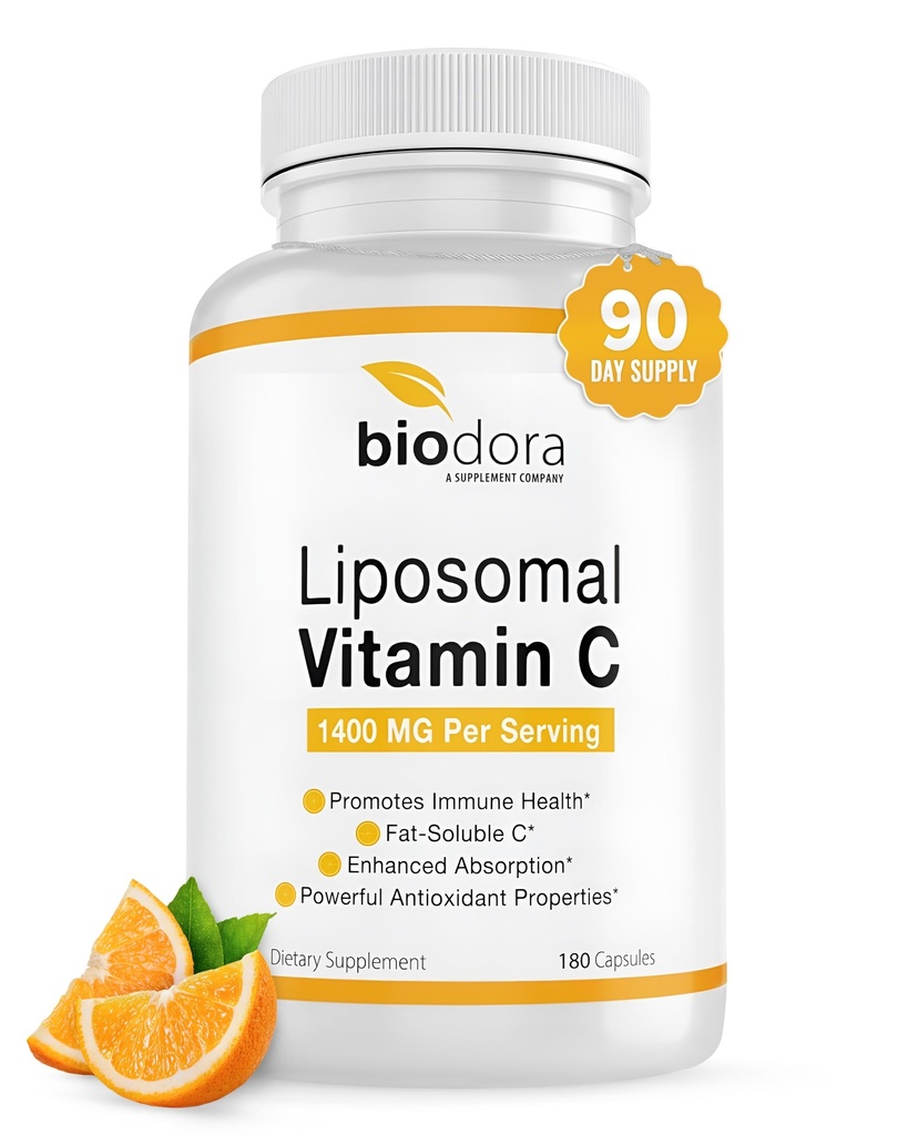Liposomal维生素C、健康免疫系统、支持心脏健康、增强能量水平、抗氧化剂属性、1,400mg 个人服务、180卡普勒