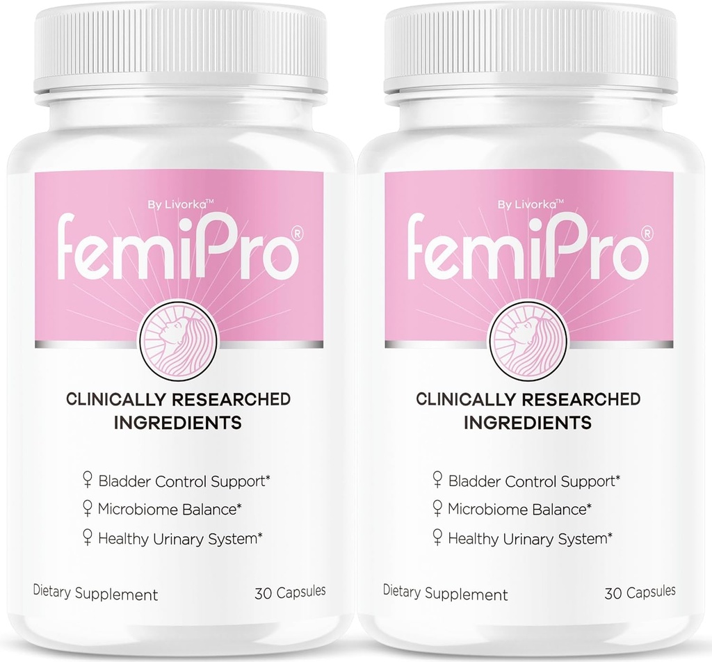 (2 Pack) FemiPro Bladder控制药丸 - 原FemiPro Capsules, Femi Pro Bladder控制支助补编,Probitic FemiPro Pills 用于总体健康与健康审查,60 Capsules 2个月