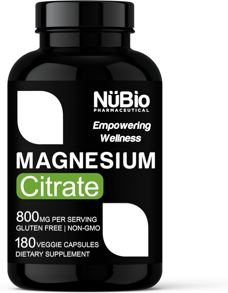 美国制造了Vegan Magnesium Citrate 400mg Capsules (Citrato de Magnesio) 非GMO & Gluten-Free, 用于睡眠援助的镁补充,脑,心脏健康,骨强,代谢和NüBio的压力.