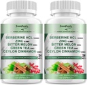 GREENPEOPLE 柏柏林补充剂 锡兰桂 - 120 伯伯林伯爵 1500mg 柏柏林 HCL Capsules 配有 Bitter Melon/Artichoke 提取剂和天然草药 用于免疫支持 2 Pack