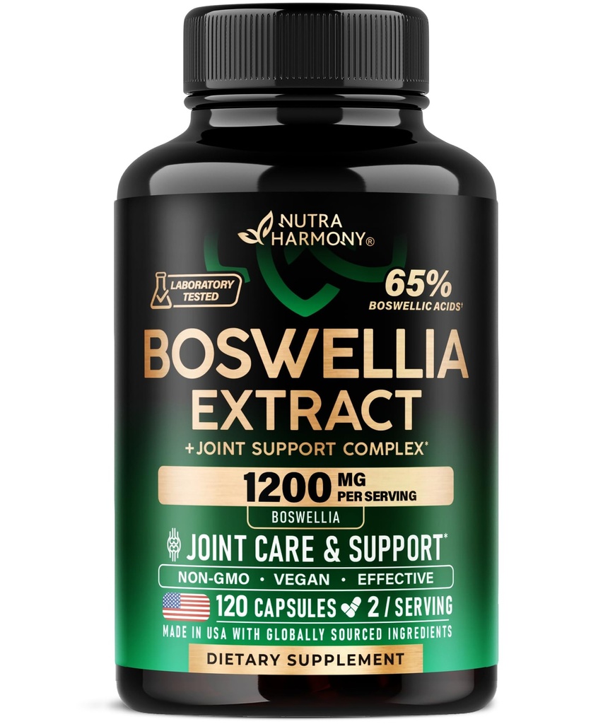 Boswellia 1200mg - Boswellia 提取 | Turmeric | Hyaluronic Acid | MSM |相同 - 联合健康与舒适 - Boswellia Serrata | 65% Boswellic Acid - 男女 - 在美国制造 - 120卡普尔