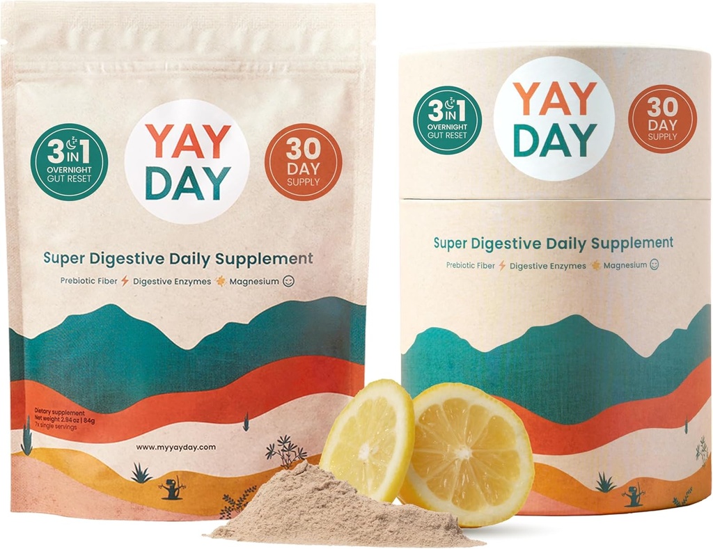 消化酶 Prebiotic Fiber 补充粉末盒 - Daily Gut Health + 镁粉用于深眠,常规,布局和便秘救济 - Citrus (37 services)