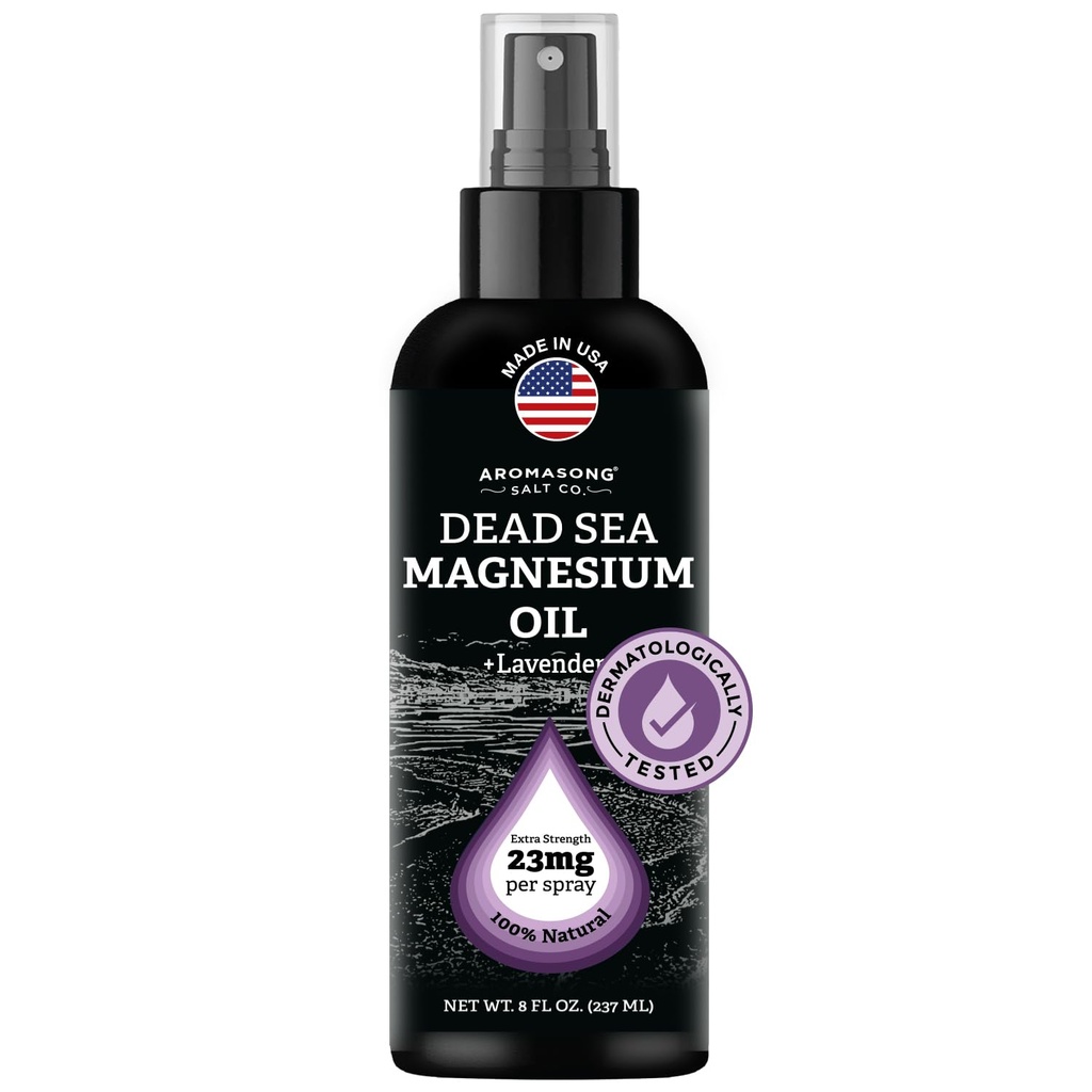 Aromasong Magnesium Spray Lavender - 外加强度(每个斯普里茨23mg) 8 Oz - 天然和纯净的Magnesium Oil Spray - 在美国制造 - 用于腿部不适和促进平静睡眠