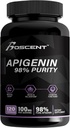 Apigenin Supplement 100 mg from Chamomile 摘录 120 Counter - 98%纯度 - Apigenin Supplement for Sleep, Mood, Cignition, 前列腺健康 - 优秀的睡眠援助,Non-GMO, No Fillers - 4-Month Supplement