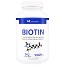 ML Naturals Biotin 10000 mcg 240 植物胶囊. 支持健康头发、皮肤、钉子和能源生产、NSF认证和cGMP-Compliant