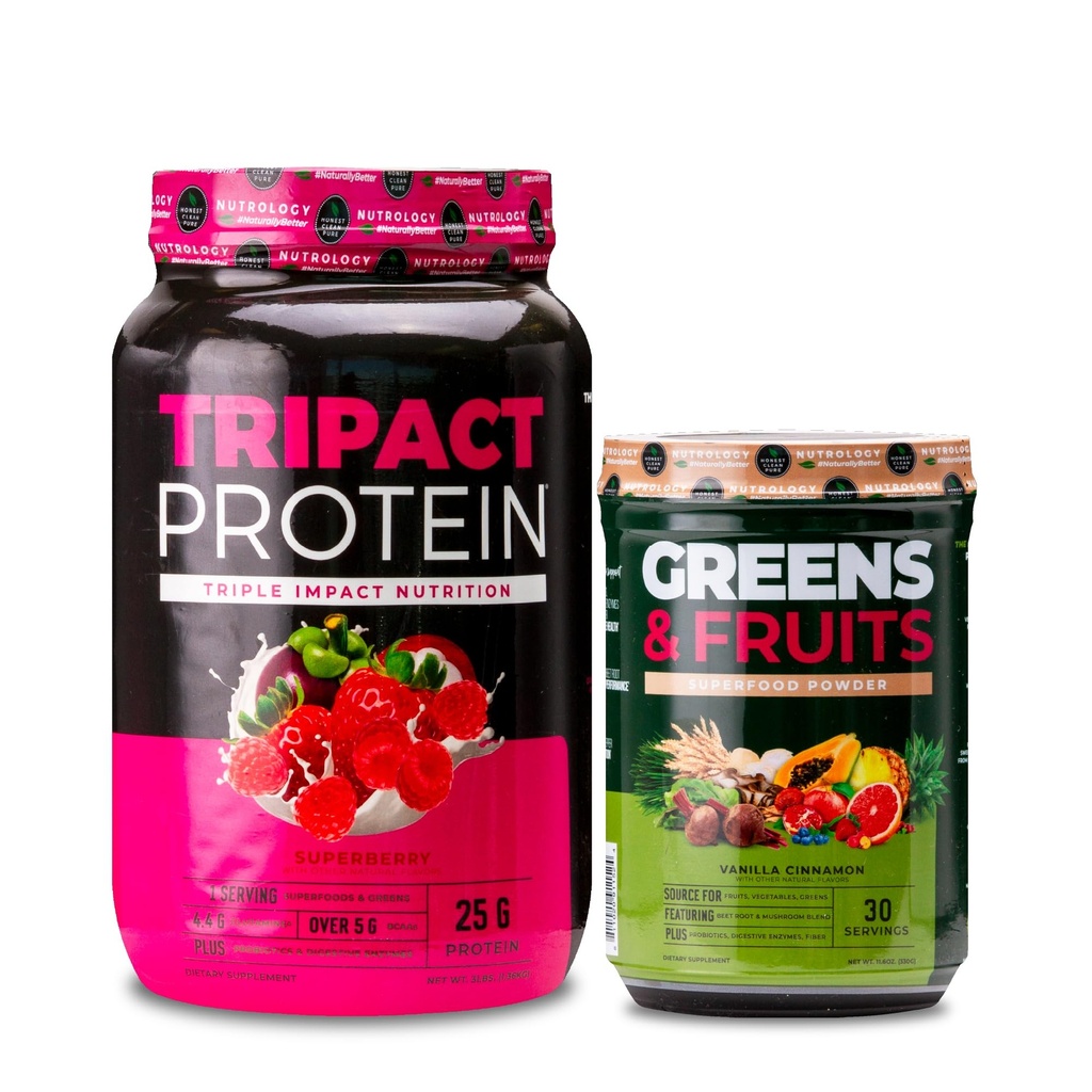 营养学 TRIPACT 蛋白粉 7-in-1 食用替代摇摆 超级莓(40种服务) 绿色和水果 粉末-天然来源超级食品 香草桂(30种服务)
