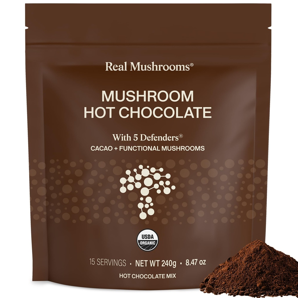 真正的蘑菇 有机热巧克力 与Reishi,土耳其Tail,Chaga,Shiitake,Maitake – Cacao Power 有机蘑菇 5 维京,Gluten Free, 15 位服务员