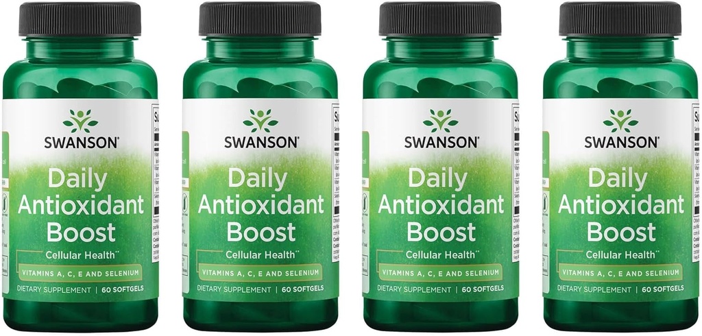 Swanson 维生素日报 抗氧化剂助推 - 促进细胞健康与免疫支持 - 支持自然防御性营养 - (60 Softgels) 4 Pack