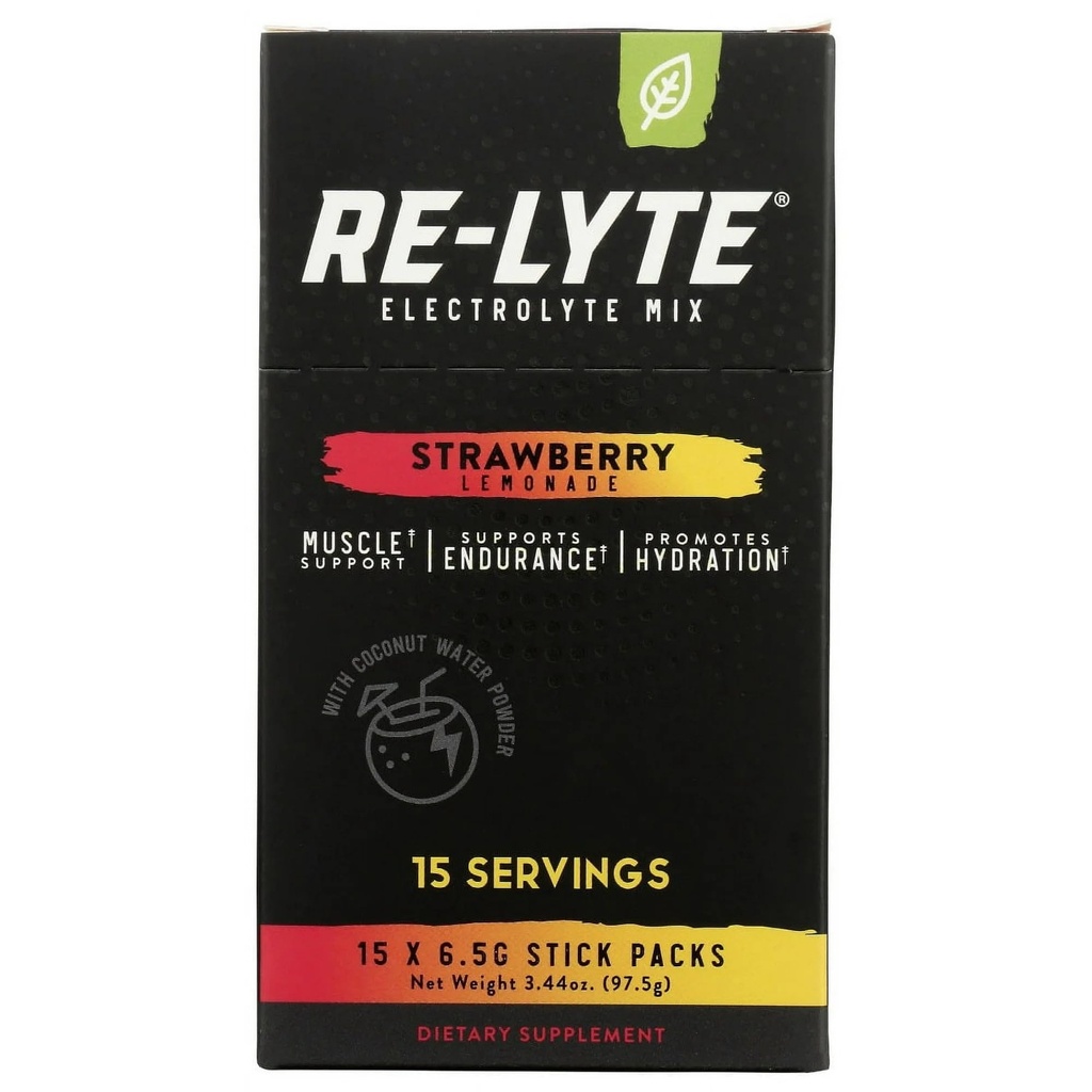 RELYTE Re-Lyte 电解液 饮料 Mix 草莓柠檬15 服务包 3.44 oz.