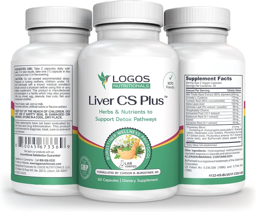 Logos营养-Livers CS Plus-60 强力肝脏解毒剂配方 Veggie Caps-Increasing Glutathione和降低氧化性应激反应.