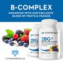 Vitaminerals 2BG+TM B 复杂免疫支持 高概率B 复杂 + 水果和蔬菜 + 120 蔬菜帽