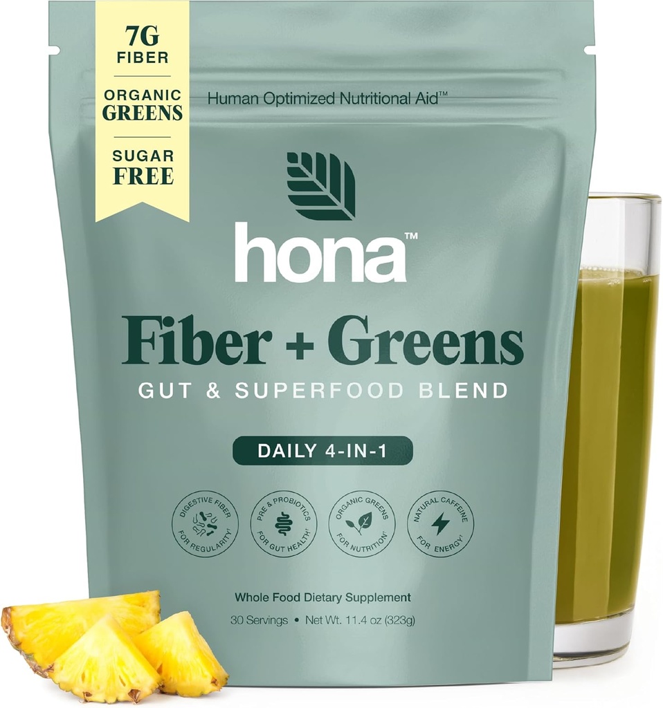Gut & Superfood Blend,绿皮粉 配有预生素,Probiotics,Fiber & Natural Cafeine, Gluten Free, 糖无,奶无, Vegan Non GMO Greens 超食品粉, 30 Srvgs