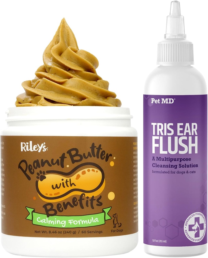 Pet MD 兽医Tris Ear Flush + Riley 给狗的花生酱