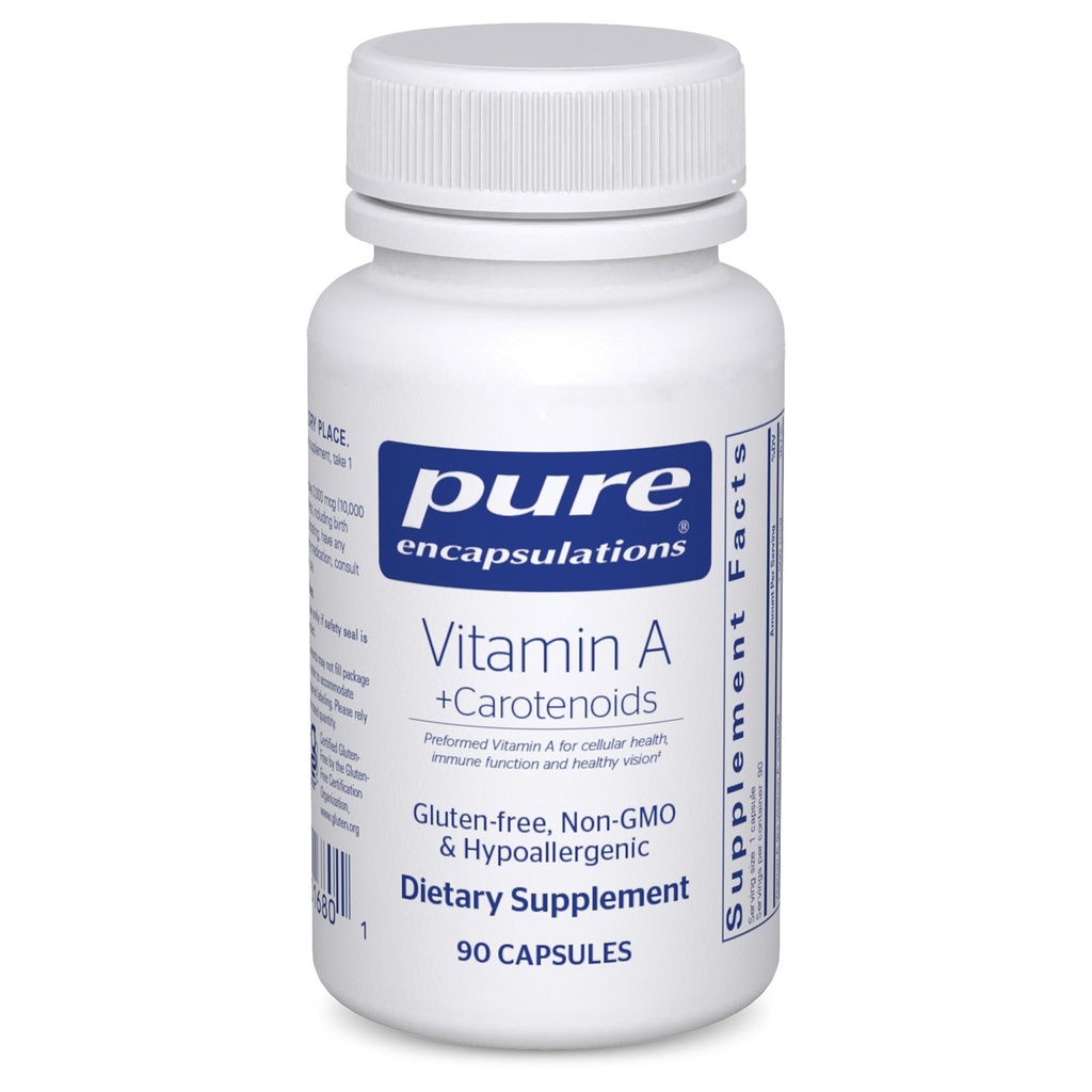 纯封装维生素A + 胡萝卜素(Lutein, Zeaxanthin, and Astaxanthin) → 假充性饮食补充 → 90 Capsules