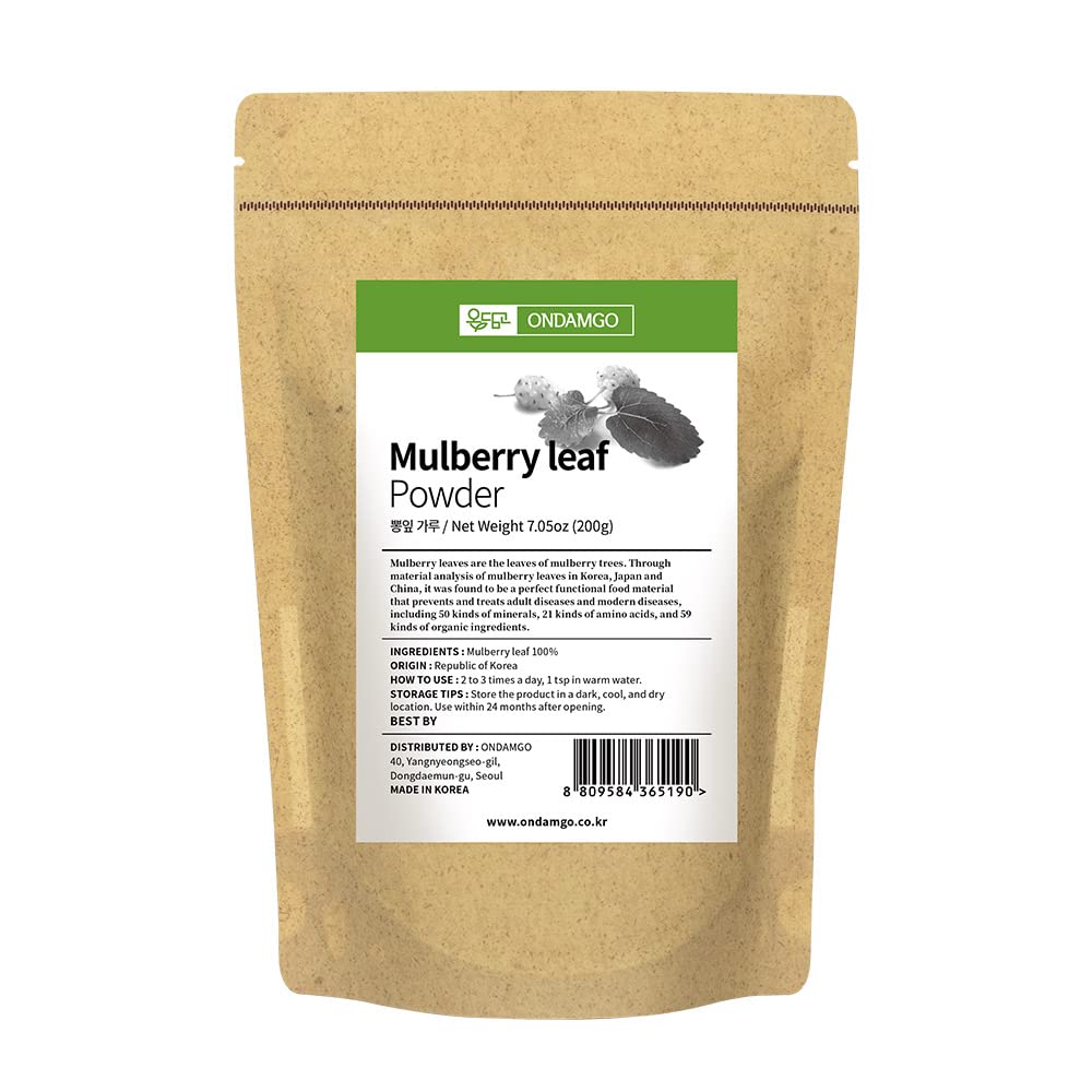 韩国Mulberry叶粉 200g Herb 超级食品补充 7.05 Fl Oz 天然纤维用于平滑,饮料, Vegan 友好(Mulberry叶粉)