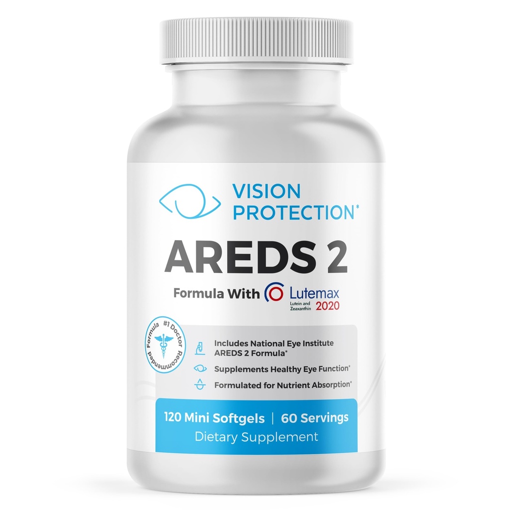 AREDS 2 视力健康眼维生素和矿物补充剂,Lutemax 2020,与自然眼研究所AREDS 2 研究成份Lutein,维生素C, & Zeaxanthin, 120 小型软胶