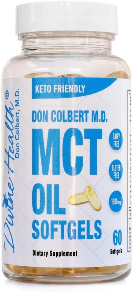 Keto Zone & Divine Health的MD MCT Oil Softgels博士 来自有机椰子的1000mg 60软胶
