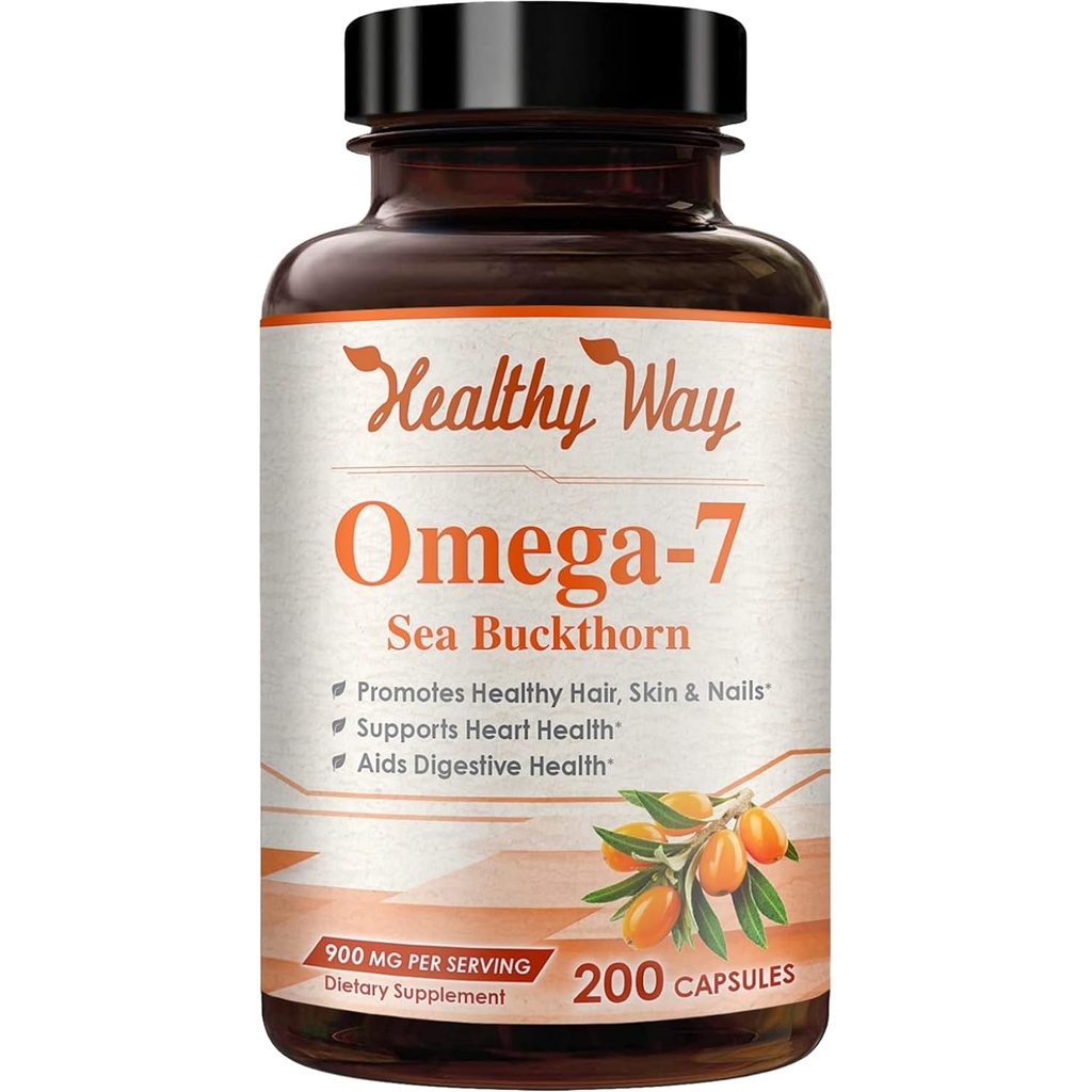 纯 Omega 7 脂肪酸 200 Capsules 900mg 天然海贝壳油,美国制造的非GMO