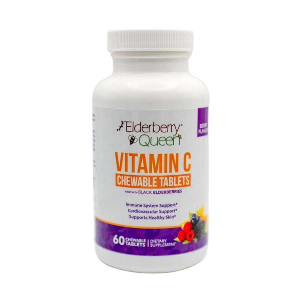 长莓皇后 蔬菜 C 500mg - 含有维生素A、E和有机 Echinacea、长老水果、Acerola - 自然饮食补充,60个计数
