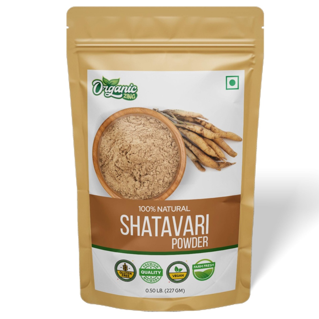 ORGANIC ZING Shatavari 粉末,摘自Asparagus racmosus 妇女保健福利——8 oz(227克)
