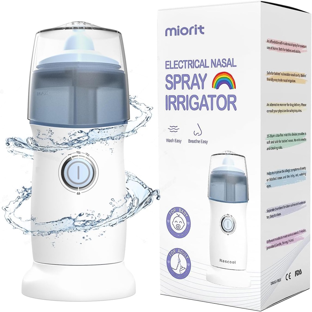 鼻灌溉机加热牙喷雾器-超细雾器-西纳斯救济灌溉器-鼻子清洁呼吸器系统-防水