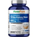 NusaPure White Kidney Beans 30:1 提取物,800毫克等效于24,000毫克200维冈卡普尔 - Bioperine - (Vegan,非GMO)