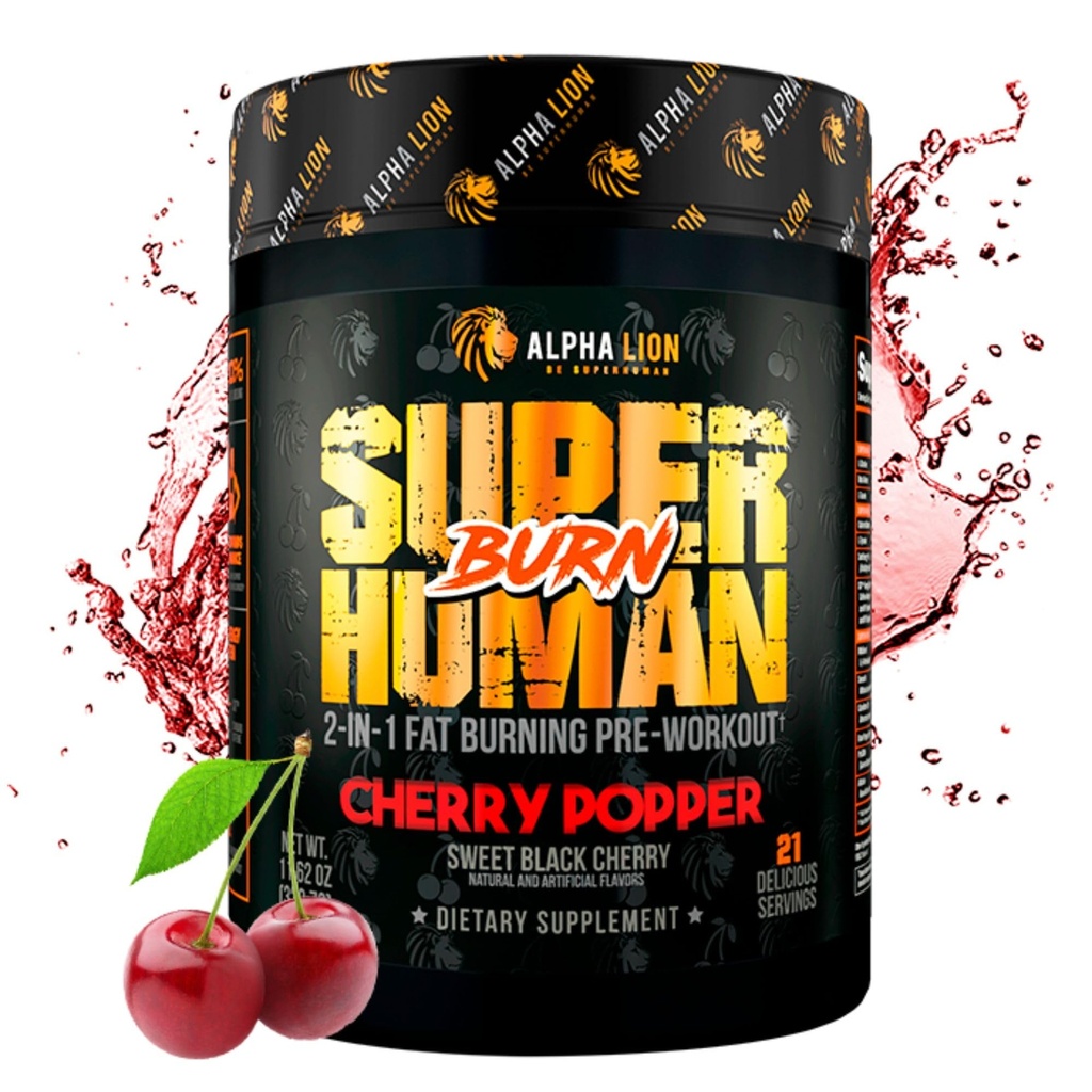 ALPHA LION 超人烧伤 – 1 代谢促进器 PreWorkout 和 热致性胖子烧伤 男性 – Appetite 抑制剂和体重损失补充剂 (21 services, Sweet Black Cherry Flavor)