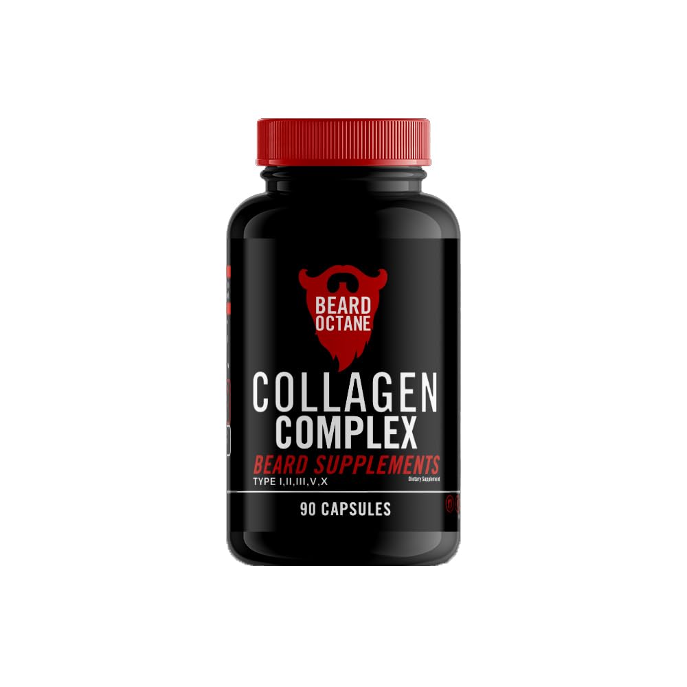 胡子八烷Collagen - 胡子发型增生 多维他明 - 30天供应 - 健康,强壮,更快,小胡子生长维生素补充剂 - 在美国制造