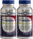 Silver Lining Pre & Probiotics + 消化酶 + 5亿 CFU/ Aactive Cells + 消化细胞和免疫功能支持, 减少 Bloating + Serf-Stable Formulats → 240 Counter(Pack of 2)